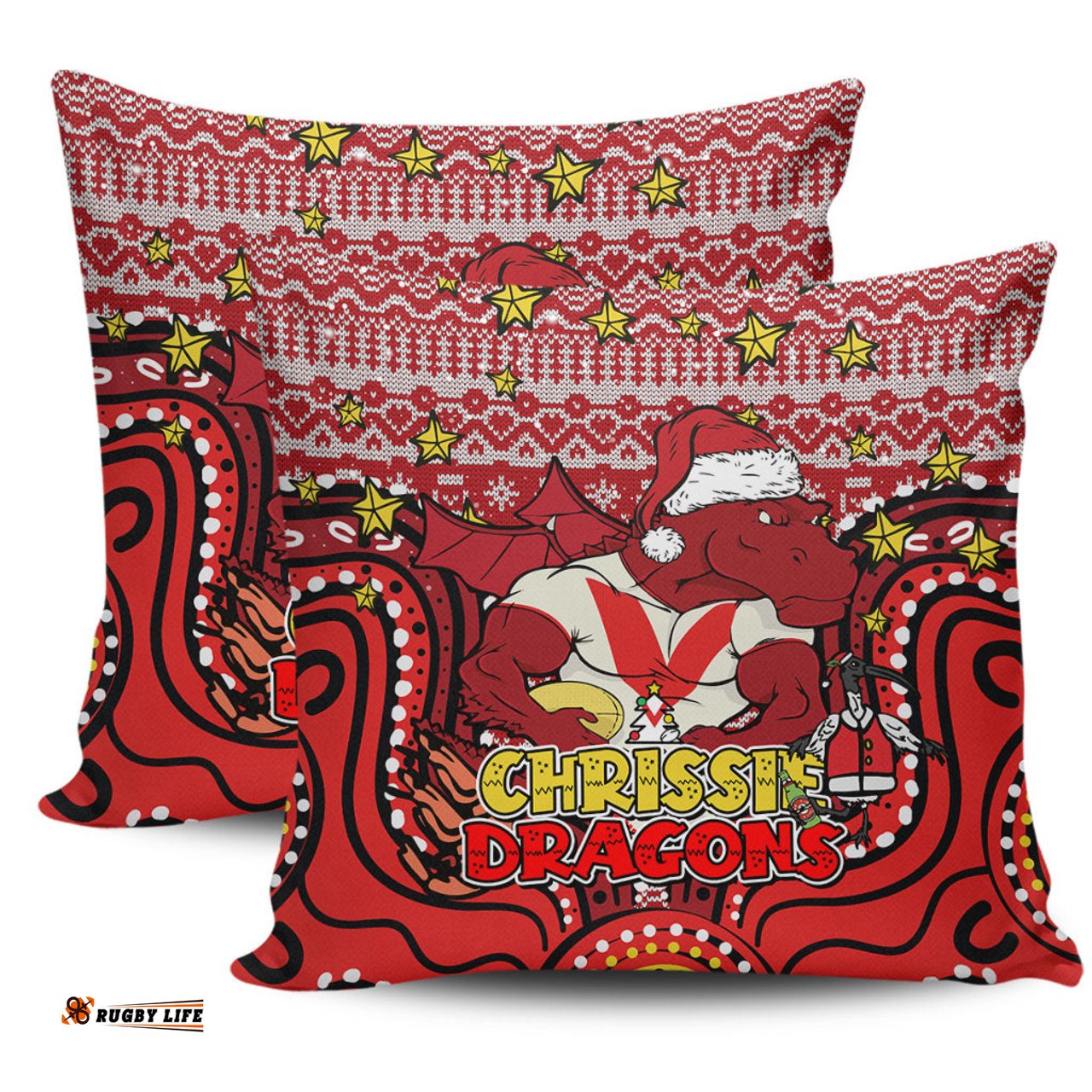 St. George Illawarra Dragons Christmas Custom Christmas Knit Patterns Vintage Jersey Ugly Pillow