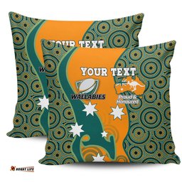Australia Wallabies Custom Custom Proud And Honoured Indigenous Aboriginal Inspired Gold Jersey Pillow