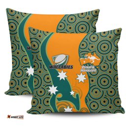 Australia Wallabies Custom Custom Proud And Honoured Indigenous Aboriginal Inspired Gold Jersey Pillow