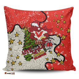 St. George Illawarra Dragons Christmas Custom Let's Get Lit Chrisse Pressie Pillow