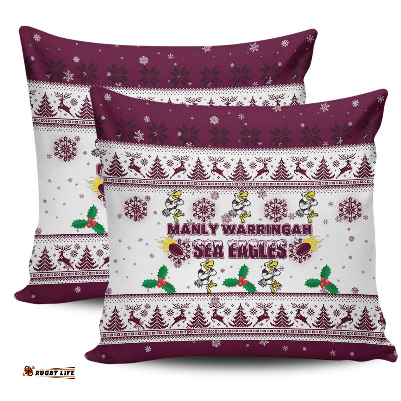 Manly Warringah Sea Eagles Christmas Manly Warringah Sea Eagles Special Ugly Christmas Pillow