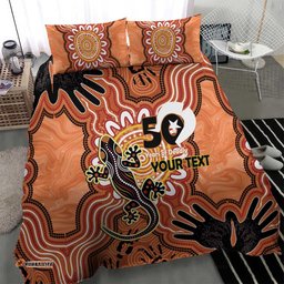 Personalised Australia Lizard NAIDOC Week 2026 Bedding Set 50 Years of Deadly Aboriginal Art LT14