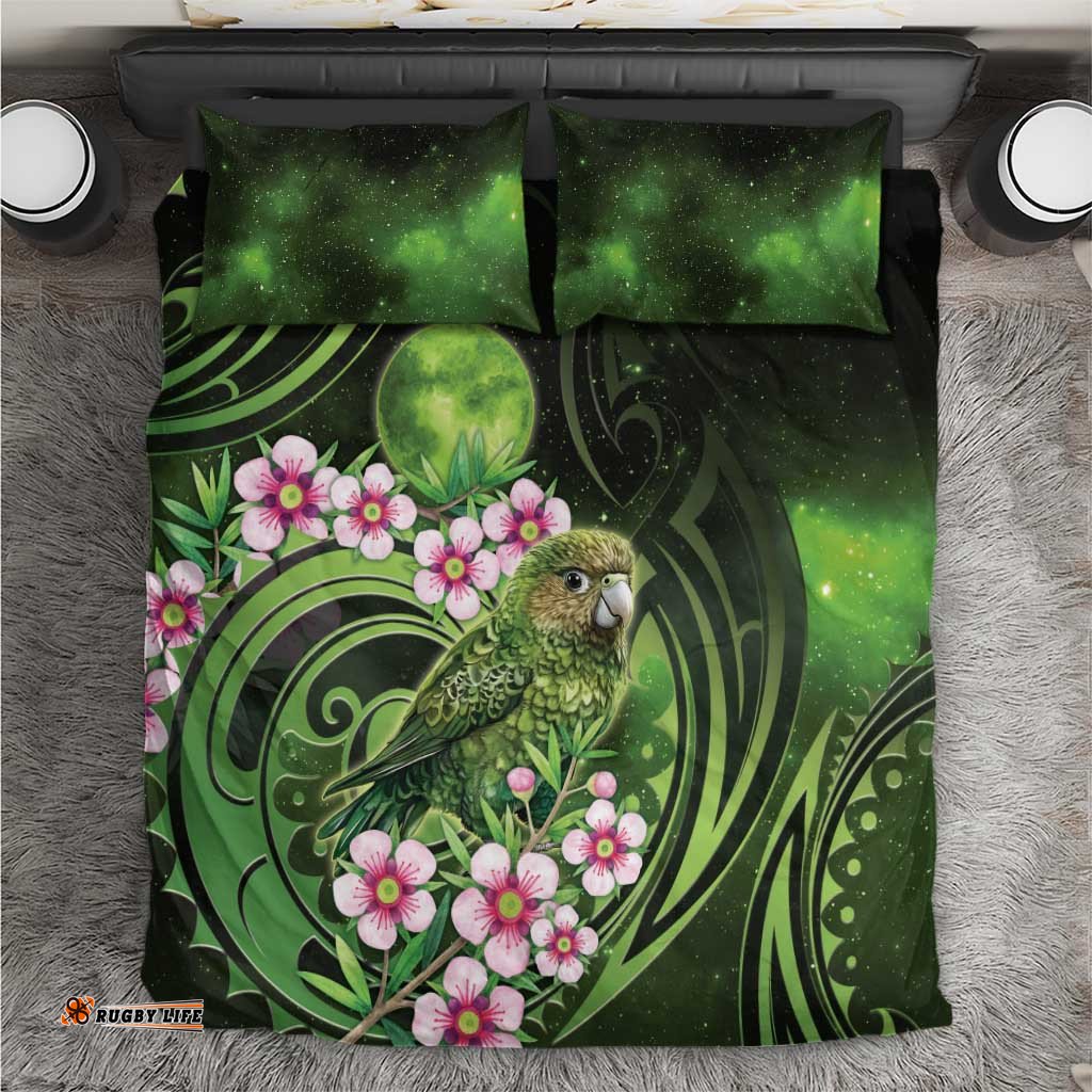 New Zealand Aotearoa Kakapo Bedding Set Maori Pattern With Manuka Galaxy Style LT05