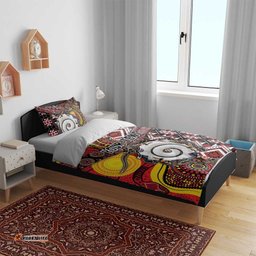 Personalised Aotearoa and Australia Together Bedding Set Koru and Kangaroo - Taniko with Aboriginal Motif LT03