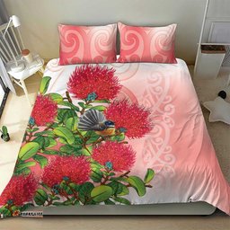 New Zealand Fantail Bedding Set Maori Koru With Pohutukawa Flowers LT05