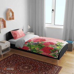 New Zealand Fantail Bedding Set Maori Koru With Pohutukawa Flowers LT05