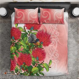 New Zealand Fantail Bedding Set Maori Koru With Pohutukawa Flowers LT05