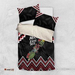 New Zealand Christmas Taniko Poutama Bedding Set Flora Map with Birds LT7