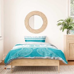 New Zealand Silver Fern Cricket Custom Bedding Set Black Cap Teal Maori Pattern LT14