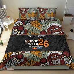 Personalised NAIDOC Deadly 50 Years Bedding Set Minimalist Aboriginal Art LT9