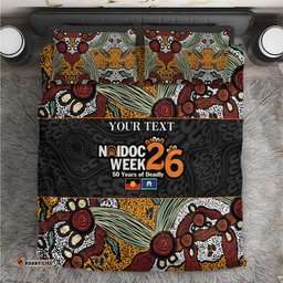 Personalised NAIDOC Deadly 50 Years Bedding Set Minimalist Aboriginal Art LT9