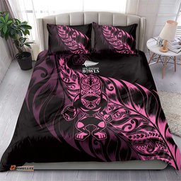 New Zealand Lawn Bowls Bedding Set Pink Maori Warrior Tribal Silver Fern LT9