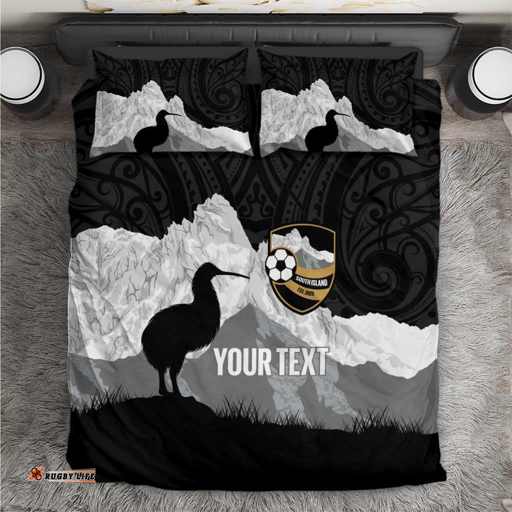 New Zealand South Island Football Custom Bedding Set Aoraki Mount Cook With Kiwi Maori Pattern LT14