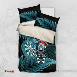 New Zealand Darts Christmas Bedding Set Maori Fern Merry Dartsmas LT14