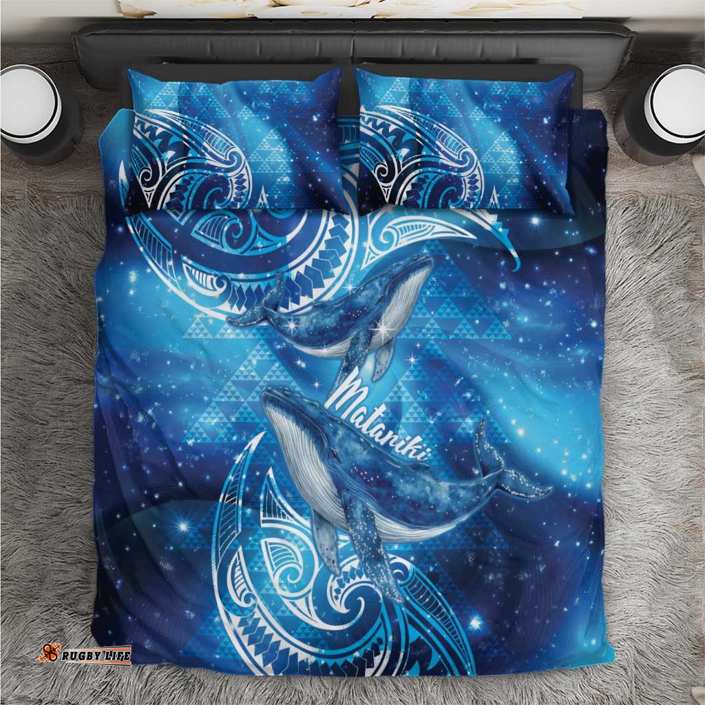 New Zealand Humpback Whale Matariki Bedding Set Maori New Year Taniko Niho Taniwha LT14