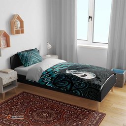 New Zealand Maori Bedding Set Poutama Manaia Turquoise Paua Shell LT05