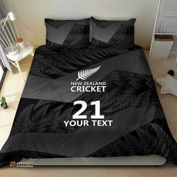 New Zealand Cricket Custom Bedding Set Potae Pango Black Fern Pattern LT9