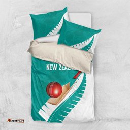 New Zealand Cricket Bedding Set Kiwi Birds Haka Dance Turquoise Fern Sporty Style LT03