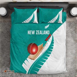 New Zealand Cricket Bedding Set Kiwi Birds Haka Dance Turquoise Fern Sporty Style LT03