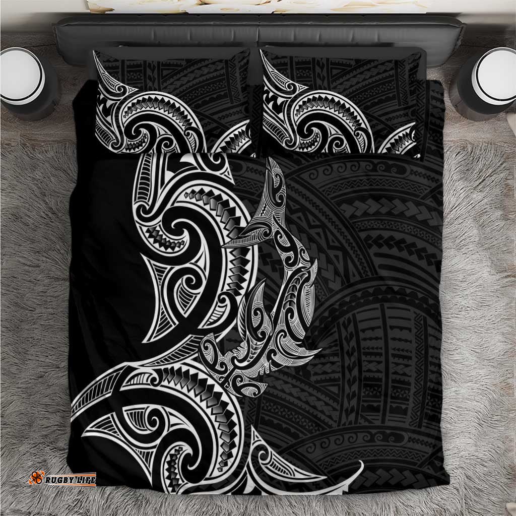 New Zealand Hammerhead Shark Bedding Set Maori Haehae Mangopare Black LT14