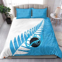 New Zealand Lawn Bowls Prostate Cancer Custom Bedding Set Aotearoa Maori Silver Fern Blue Ribbon LT14