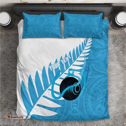 New Zealand Lawn Bowls Prostate Cancer Custom Bedding Set Aotearoa Maori Silver Fern Blue Ribbon LT14