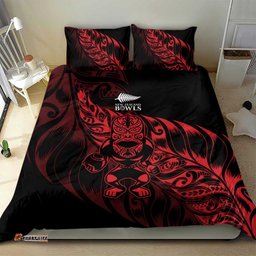New Zealand Lawn Bowls Bedding Set Red Maori Warrior Tribal Silver Fern LT9