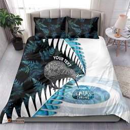 New Zealand Silver Fern Curling Personalised Bedding Set Aotearoa Kiwi Ponga Paua Shell Version LT14
