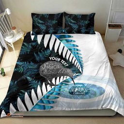 New Zealand Silver Fern Curling Personalised Bedding Set Aotearoa Kiwi Ponga Paua Shell Version LT14