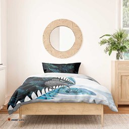 New Zealand Silver Fern Curling Personalised Bedding Set Aotearoa Kiwi Ponga Paua Shell Version LT14