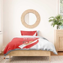 New Zealand Cricket Bedding Set Kiwi Birds Haka Dance Red Fern Sporty Style LT03