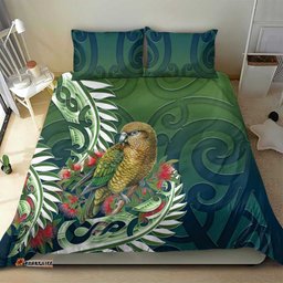 New Zealand Kea Bird Bedding Set With Maori Koru Fern LT05