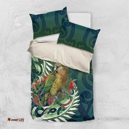 New Zealand Kea Bird Bedding Set With Maori Koru Fern LT05