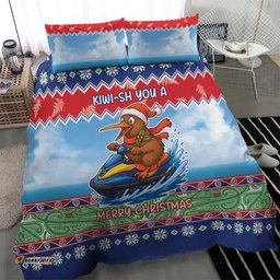 New Zealand Christmas Bedding Set Funny Jet Ride Kiwi Xmas LT05