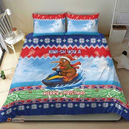 New Zealand Christmas Bedding Set Funny Jet Ride Kiwi Xmas LT05
