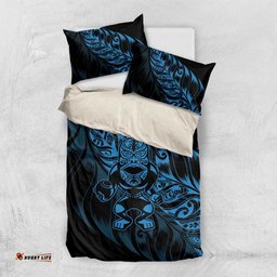 New Zealand Lawn Bowls Bedding Set Blue Maori Warrior Tribal Silver Fern LT9