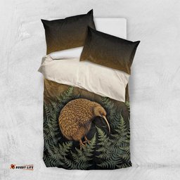 New Zealand Kiwi Bird Bedding Set Silver Fern Mix Maori Pattern LT05