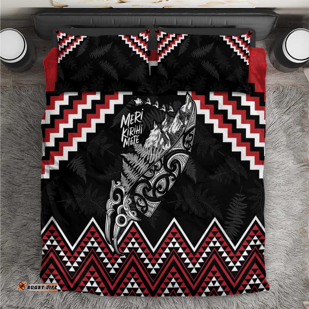 New Zealand Christmas Taniko Poutama Bedding Set Mountainscape Maori Fern LT7
