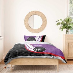 Personalised Aotearoa Lawn Bowls Bedding Set Maori and Silver Fern Sporty Style Purple Color LT03