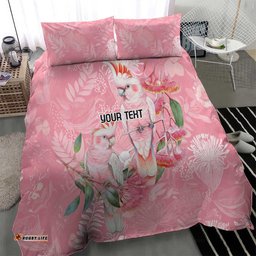 Personalised Galah Cockatoo Eucalyptus Flowers Bedding Set Australian Breast Cancer Spirit LT9