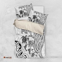New Zealand Sea Animals with Maori Tribal Tattoo Bedding Set White Color LT03