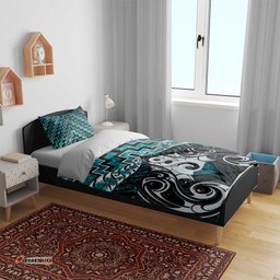 New Zealand Maori Bedding Set Poutama Pikorua Turquoise Paua Shell LT05
