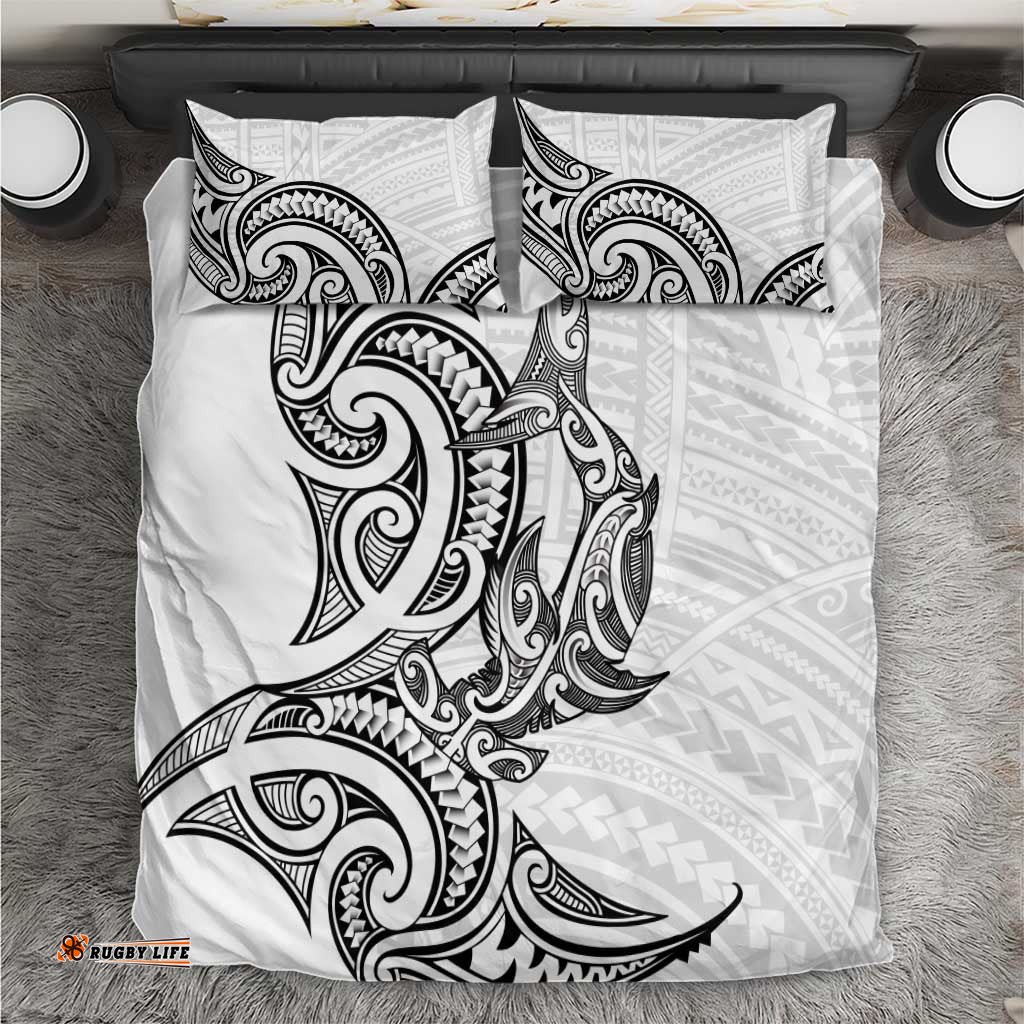 New Zealand Hammerhead Shark Bedding Set Maori Haehae Mangopare White LT14
