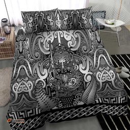 New Zealand Taiaha Maori Bedding Set Kiwikiwi Minimalist Silver Fern Tukutuku Motif LT9