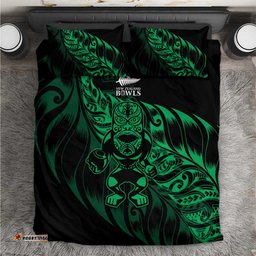 New Zealand Lawn Bowls Bedding Set Green Maori Warrior Tribal Silver Fern LT9