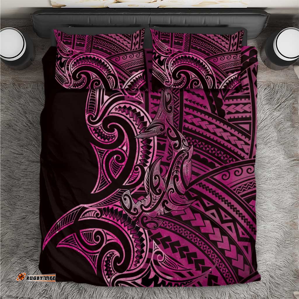 New Zealand Hammerhead Shark Bedding Set Maori Haehae Mangopare Pink LT14