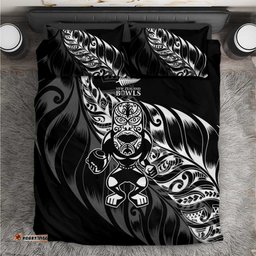 New Zealand Lawn Bowls Bedding Set Black Maori Warrior Tribal Silver Fern LT9
