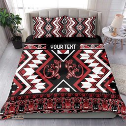 Personalised Aotearoa Waitangi Bedding Set Taniko Motifs - Mania Gecko LT7