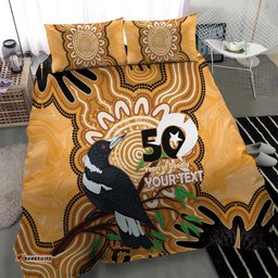 Personalised Australia Magpie NAIDOC Week 2026 Bedding Set 50 Years of Deadly Aboriginal Art LT14