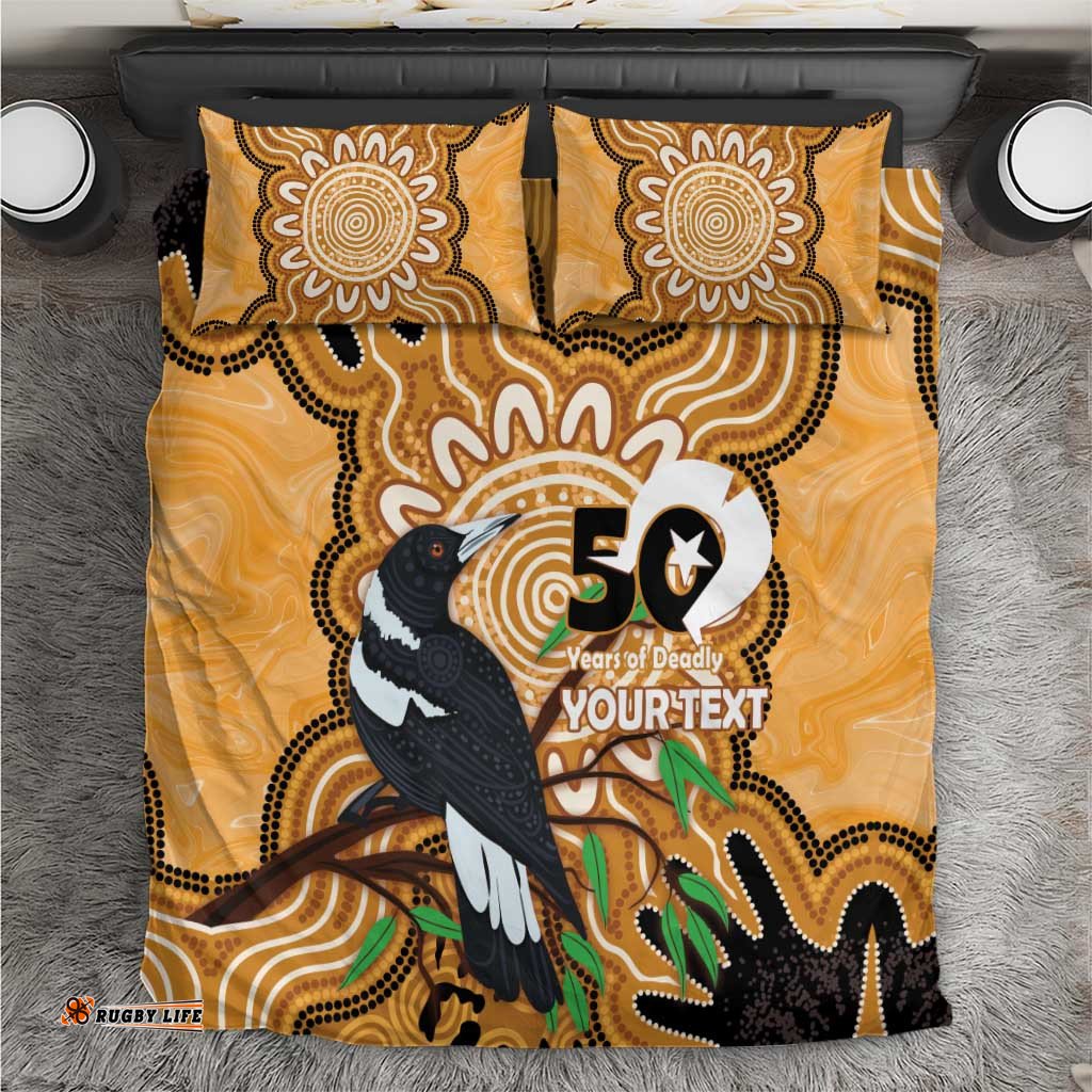 Personalised Australia Magpie NAIDOC Week 2026 Bedding Set 50 Years of Deadly Aboriginal Art LT14